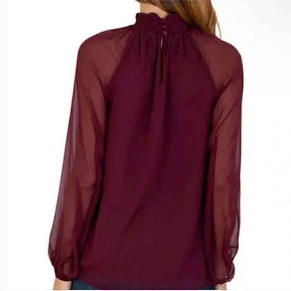 JOIE LImited Edition smocked neck wine blouse Size L - Picture 4 of 16